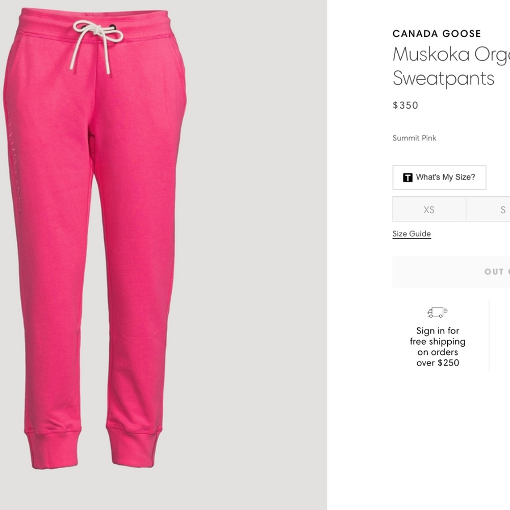 CANADA GOOSE Muskoka Cotton Pink sweatpants NWOT SZ:XL *Top also Avail*